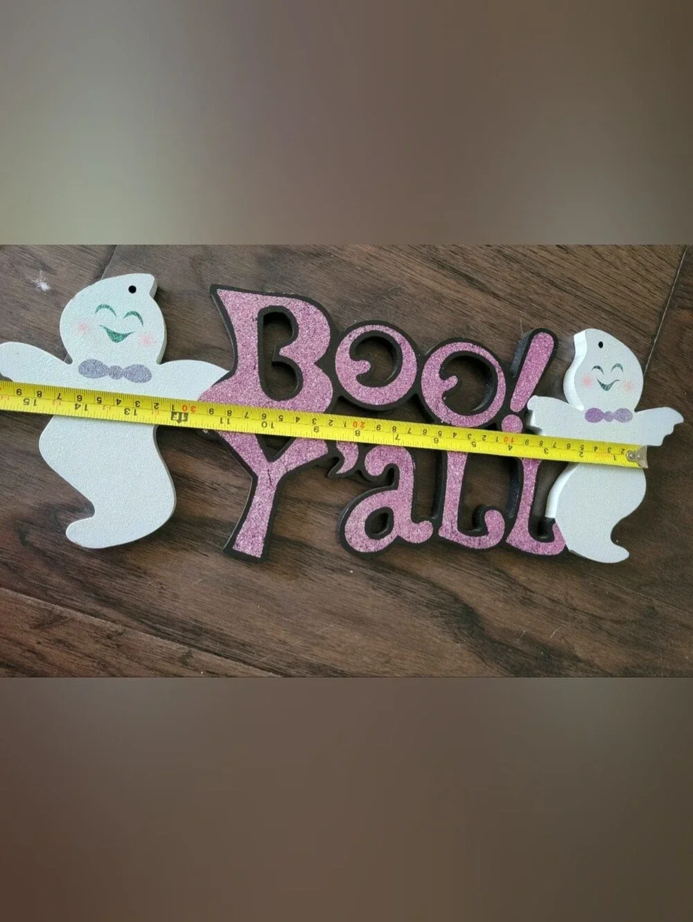 Boo Y'all Pink Glitter Wall Sign - Decorative Home Wall Decor
